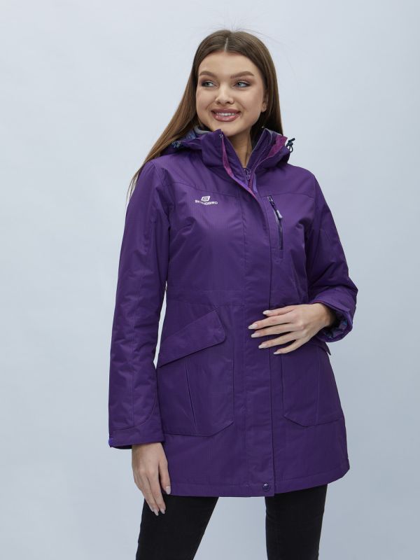 Women's dark purple hooded parka 551996TF